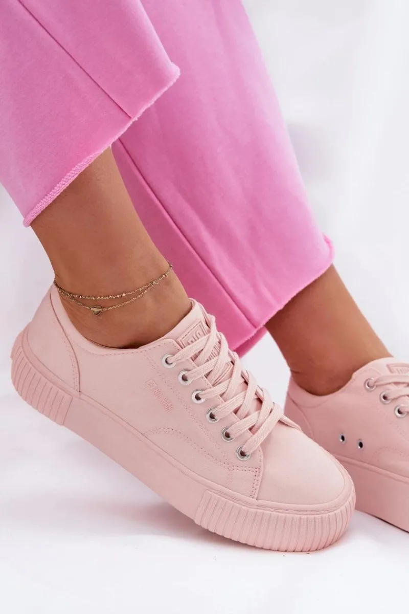 Hot Big Star Shoes Materiałowe Trampki Damskie Big Star RR274404 Różowe