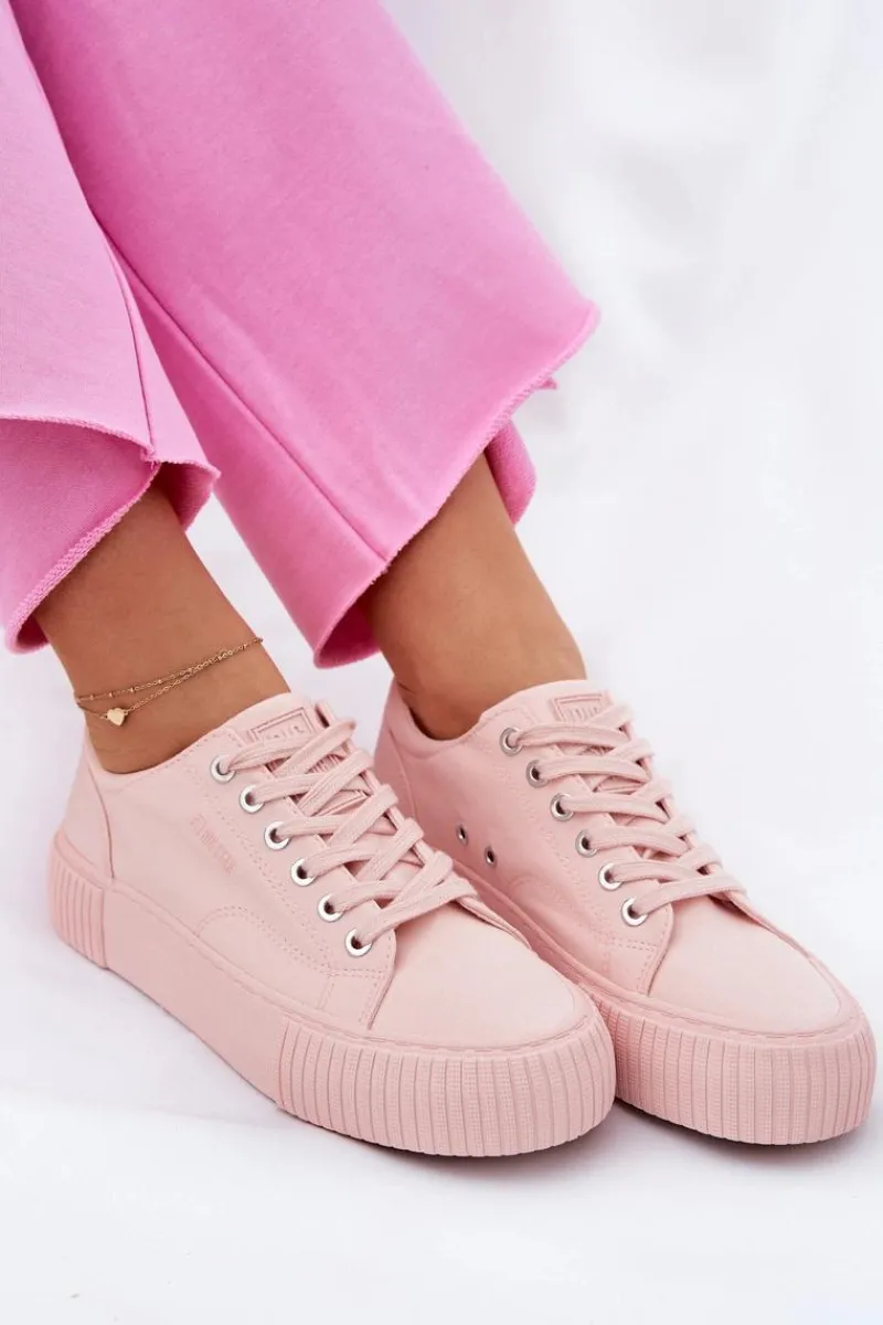 Hot Big Star Shoes Materiałowe Trampki Damskie Big Star RR274404 Różowe