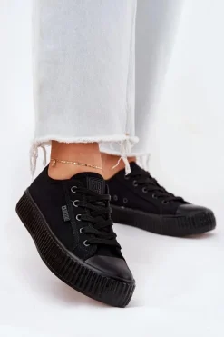 Online Materiałowe Trampki Damskie Na Platformie Big Star RR274775 Czarne Damskie Trampki Damskie Big Star|Trampki Damskie Niskie