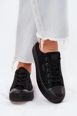 Online Materiałowe Trampki Damskie Na Platformie Big Star RR274775 Czarne Damskie Trampki Damskie Big Star|Trampki Damskie Niskie