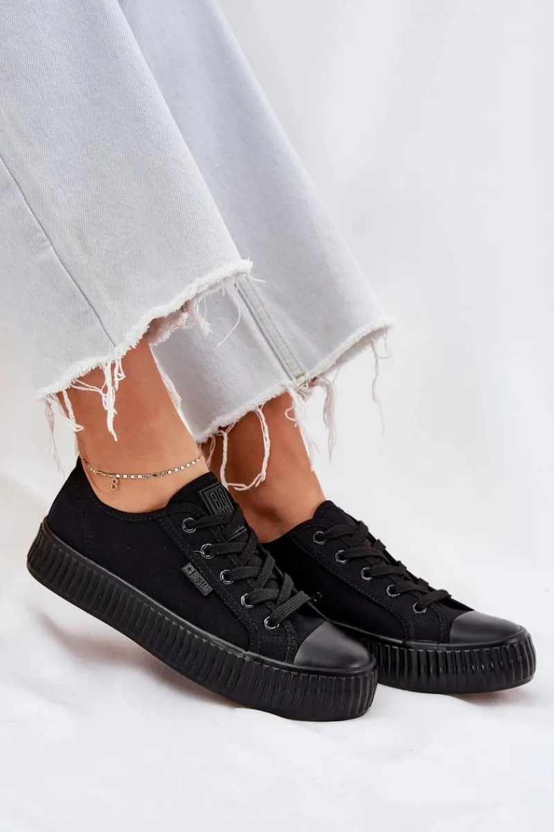 Online Materiałowe Trampki Damskie Na Platformie Big Star RR274775 Czarne Damskie Trampki Damskie Big Star|Trampki Damskie Niskie