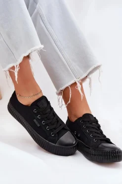 Online Materiałowe Trampki Damskie Na Platformie Big Star RR274775 Czarne Damskie Trampki Damskie Big Star|Trampki Damskie Niskie