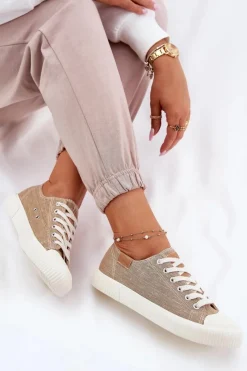 Trampki Damskie Big Star|Trampki Damskie Niskie></noscript>Big Star Shoes Materiałowe Trampki Damskie Big Star RR274795 Beżowe Beżowy