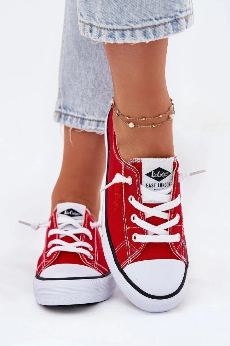 Best Materiałowe Trampki Damskie LCW-25-02-3298L Czerwone Damskie Trampki Damskie Niskie