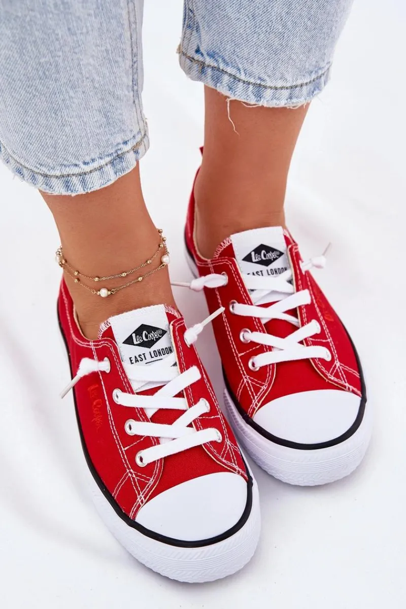 Best Materiałowe Trampki Damskie LCW-25-02-3298L Czerwone Damskie Trampki Damskie Niskie