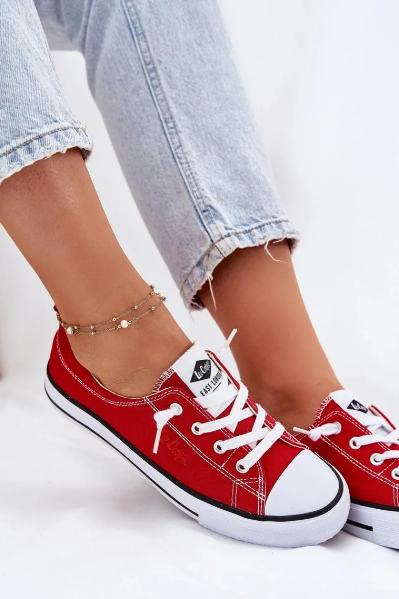 Best Materiałowe Trampki Damskie LCW-25-02-3298L Czerwone Damskie Trampki Damskie Niskie