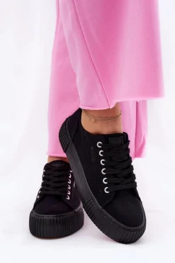 Online Big Star Shoes Materiałowe Trampki Damskie Big Star RR274403 Czarne