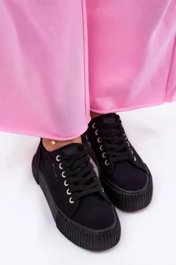 Online Big Star Shoes Materiałowe Trampki Damskie Big Star RR274403 Czarne