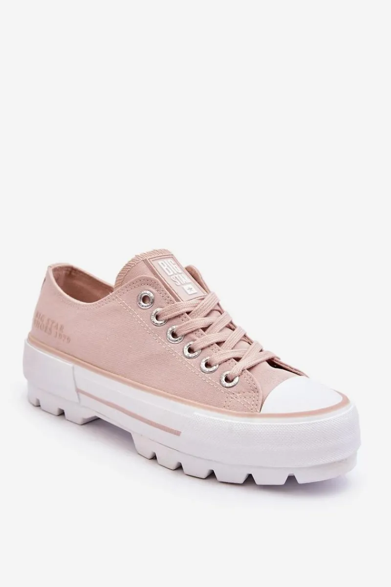 Trampki Damskie Big Star|Trampki Damskie Niskie>Big Star Shoes Materiałowe Trampki Na Platformie Big Star LL274151 Nude Różowy