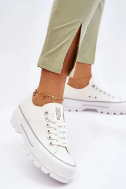 Online Big Star Shoes Materiałowe Trampki Na Platformie Big Star LL274150 Białe Biały