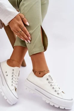 Online Big Star Shoes Materiałowe Trampki Na Platformie Big Star LL274150 Białe Biały