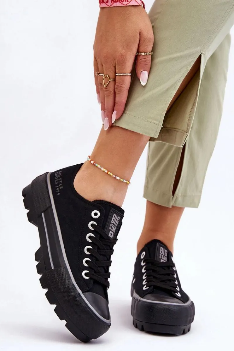 Discount Big Star Shoes Materiałowe Trampki Na Platformie Big Star LL274149 Czarne