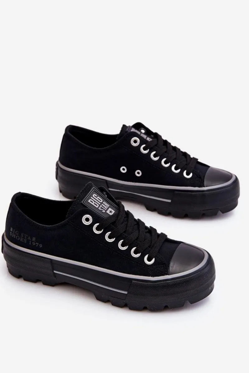 Discount Big Star Shoes Materiałowe Trampki Na Platformie Big Star LL274149 Czarne