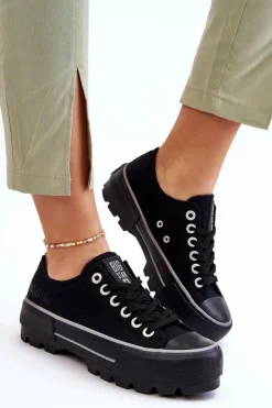 Discount Big Star Shoes Materiałowe Trampki Na Platformie Big Star LL274149 Czarne