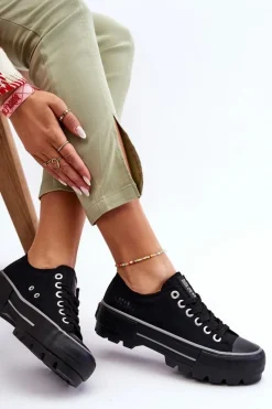 Discount Big Star Shoes Materiałowe Trampki Na Platformie Big Star LL274149 Czarne