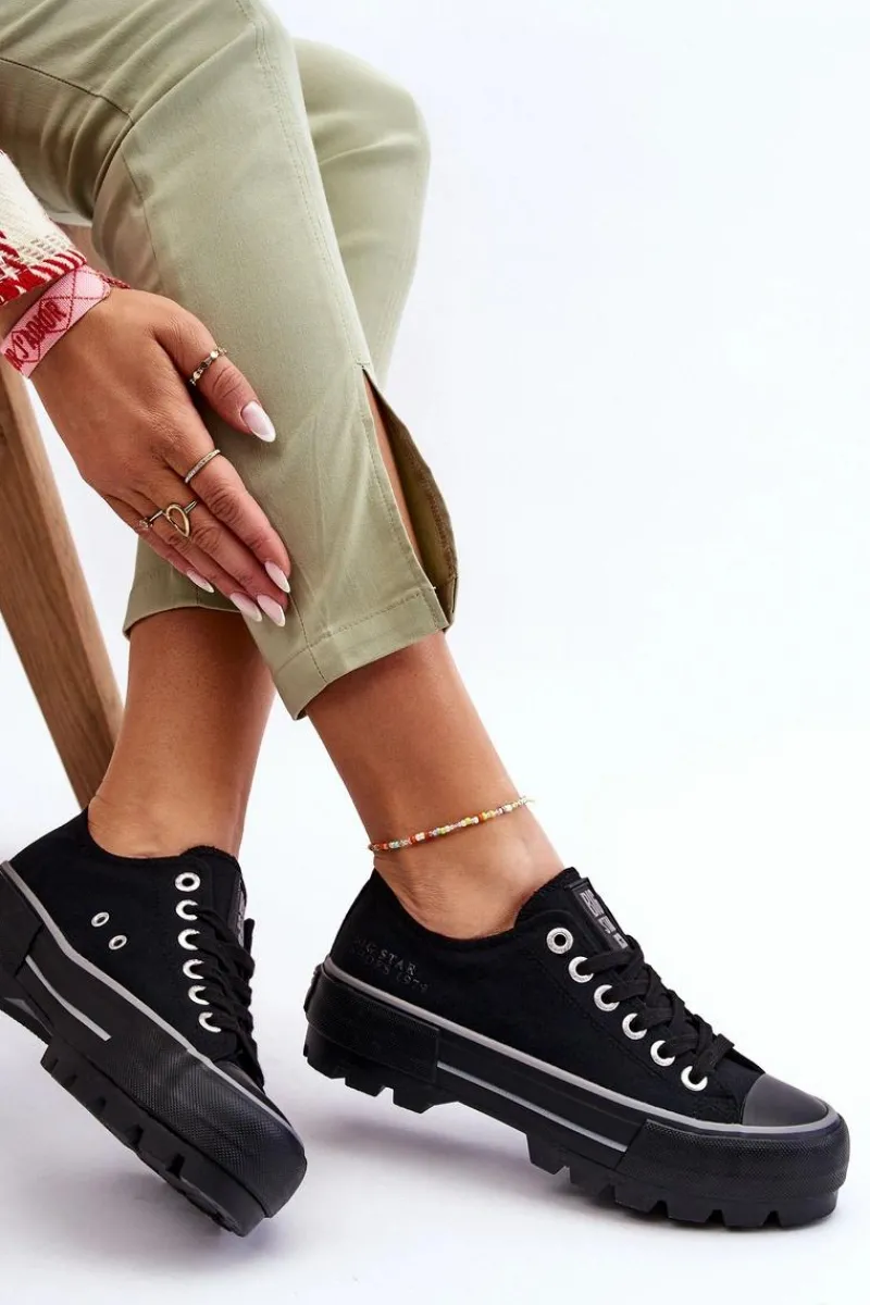 Discount Big Star Shoes Materiałowe Trampki Na Platformie Big Star LL274149 Czarne