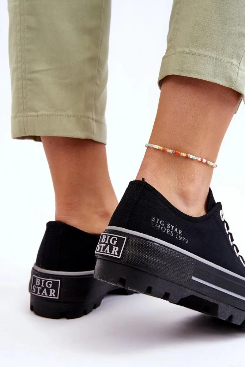 Discount Big Star Shoes Materiałowe Trampki Na Platformie Big Star LL274149 Czarne