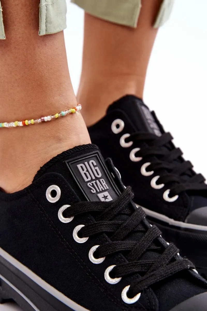 Discount Big Star Shoes Materiałowe Trampki Na Platformie Big Star LL274149 Czarne