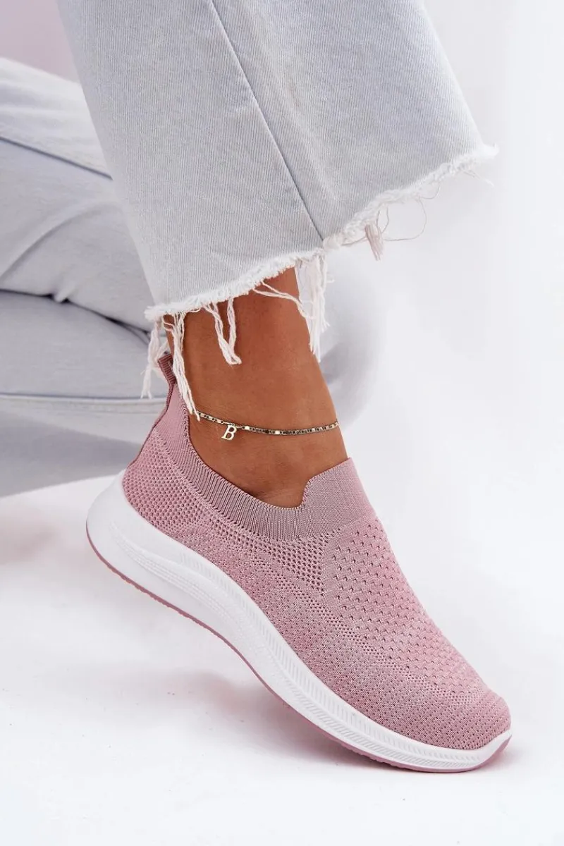 Sneakersy Damskie>Boto Materiałowe Wsuwane Buty Sportowe Damskie Różowe Astusa Różowy