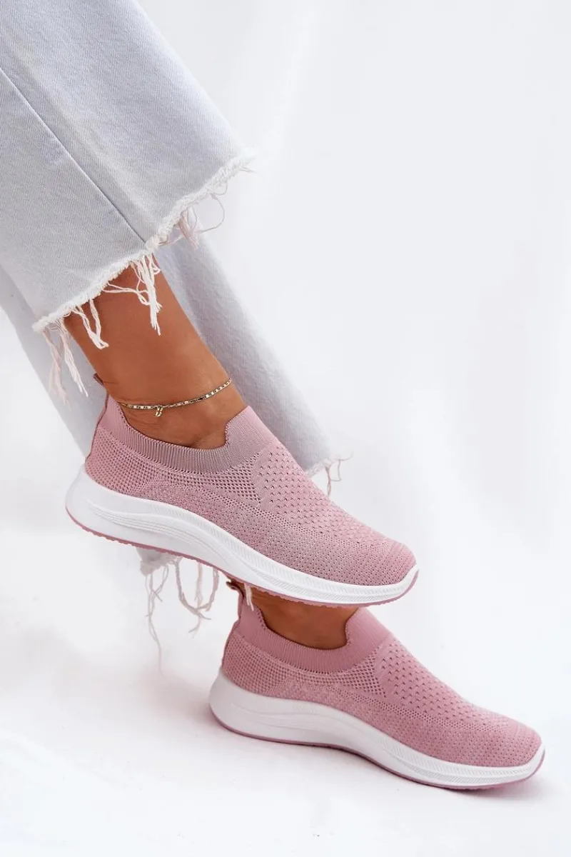 Sneakersy Damskie>Boto Materiałowe Wsuwane Buty Sportowe Damskie Różowe Astusa Różowy
