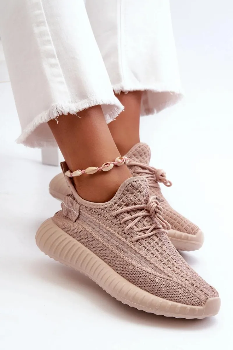 Sneakersy Damskie>Boto Materiałowe Wsuwane Buty Sportowe Damskie Różowe Nelmarie