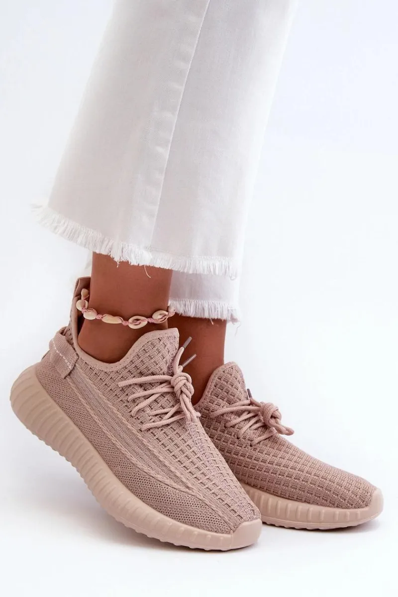 Sneakersy Damskie>Boto Materiałowe Wsuwane Buty Sportowe Damskie Różowe Nelmarie
