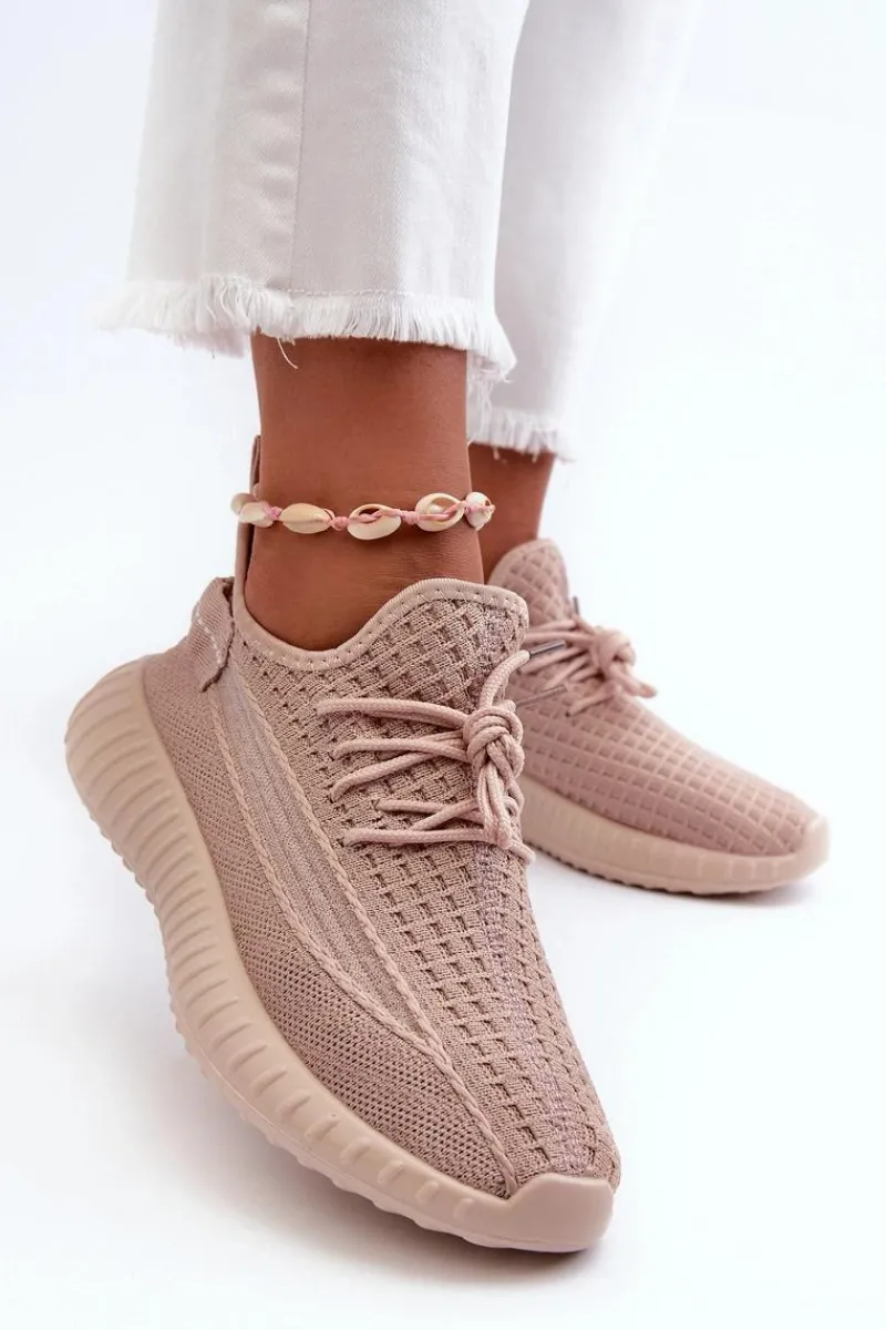 Sneakersy Damskie>Boto Materiałowe Wsuwane Buty Sportowe Damskie Różowe Nelmarie