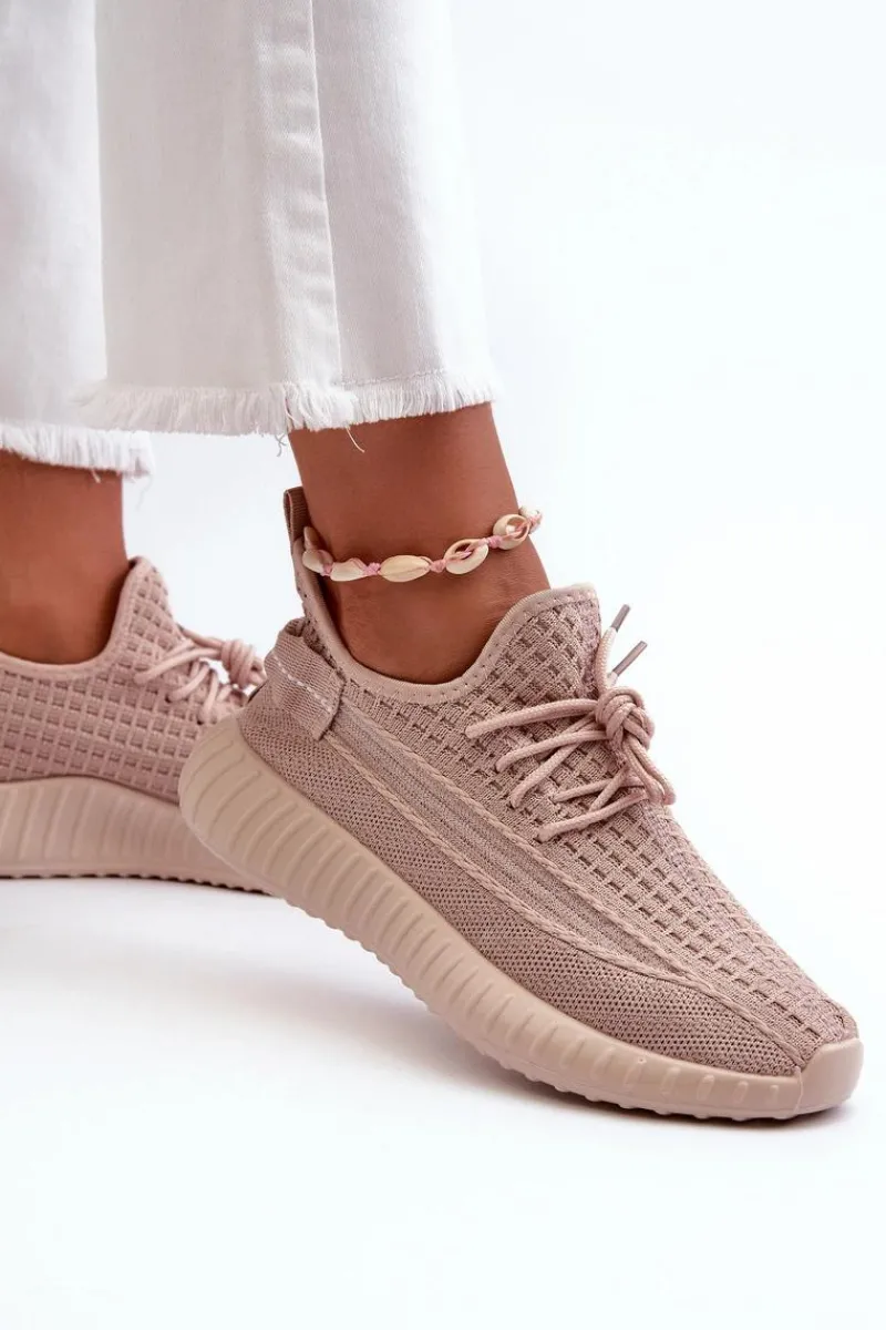 Sneakersy Damskie>Boto Materiałowe Wsuwane Buty Sportowe Damskie Różowe Nelmarie