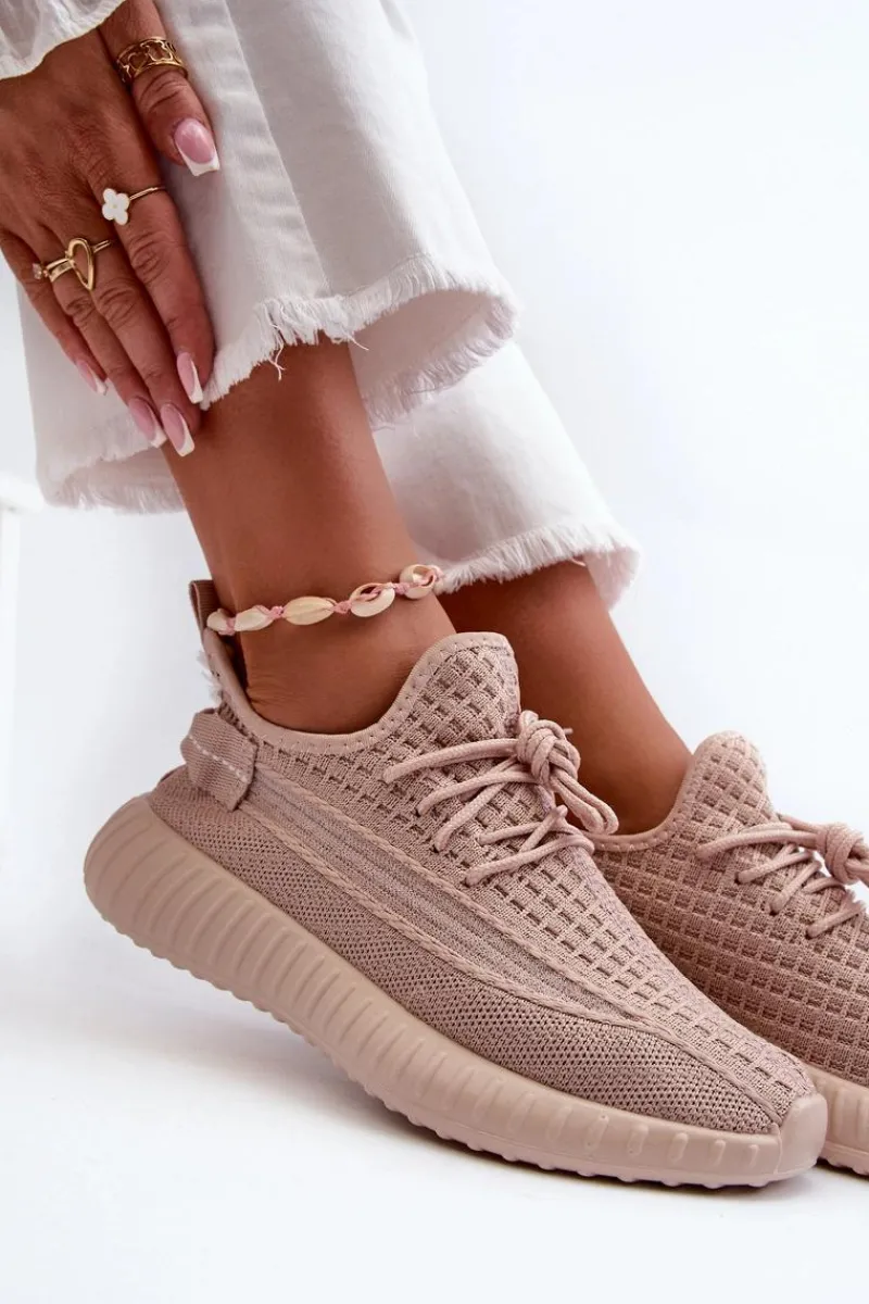 Sneakersy Damskie>Boto Materiałowe Wsuwane Buty Sportowe Damskie Różowe Nelmarie