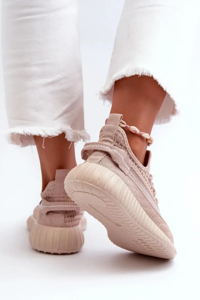 Sneakersy Damskie>Boto Materiałowe Wsuwane Buty Sportowe Damskie Różowe Nelmarie