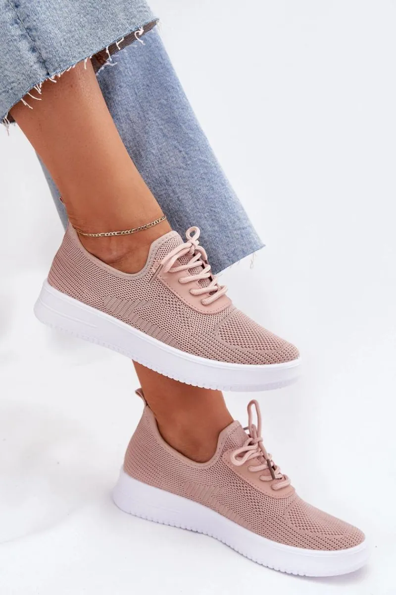 Discount Materiałowe Wsuwane Buty Sportowe Na Platformie Damskie Różowe Kalyra Damskie Sneakersy Damskie