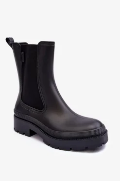 Sale Big Star Shoes Matowe Kalosze Botki Big Star MM274695 Czarne