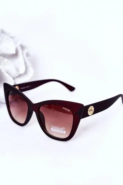 Clearance Matowe Okulary Przeciwsłoneczne Cat Eye Brązowe Ombre Okulary
