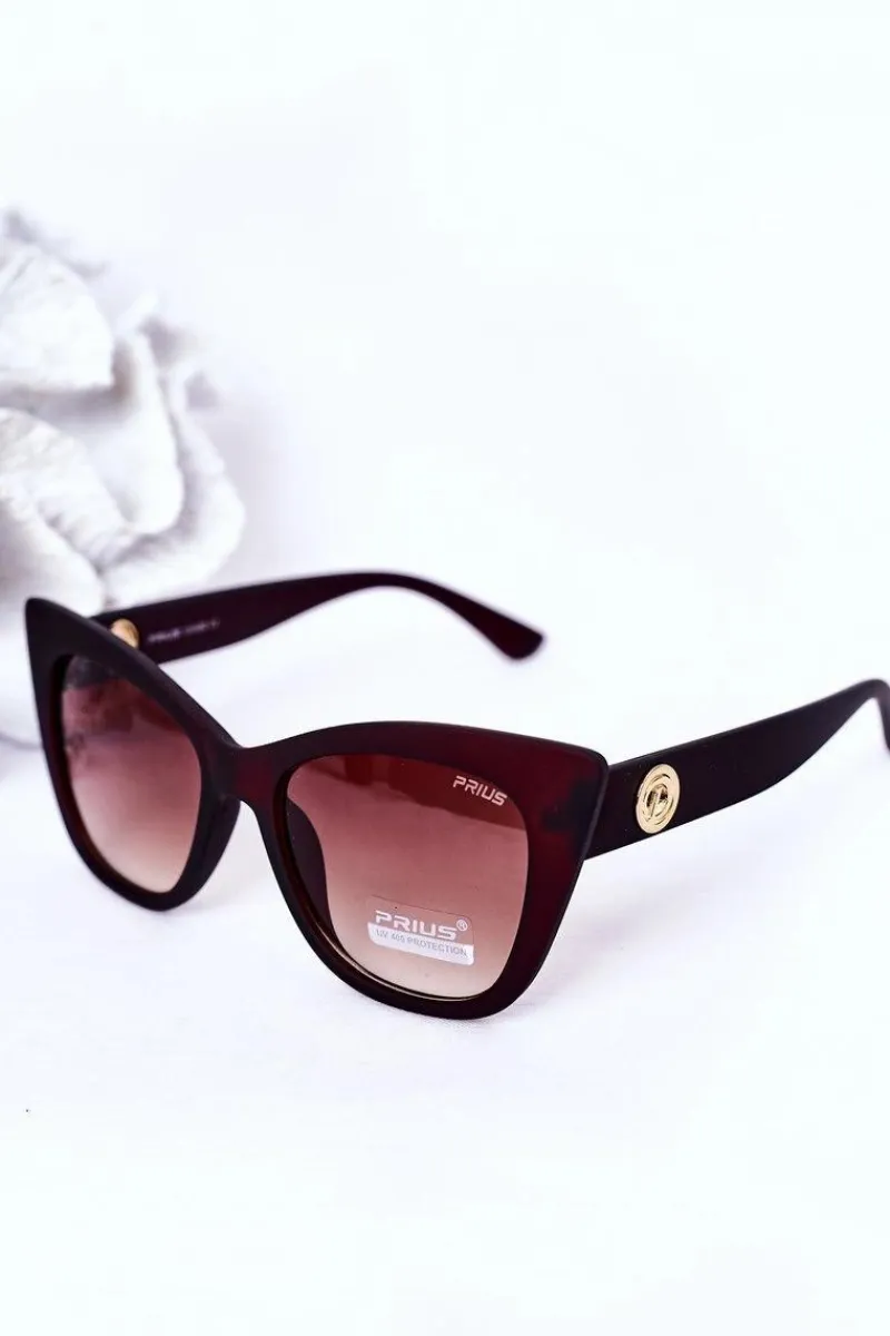 Clearance Matowe Okulary Przeciwsłoneczne Cat Eye Brązowe Ombre Okulary