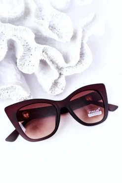 Clearance Matowe Okulary Przeciwsłoneczne Cat Eye Brązowe Ombre Okulary