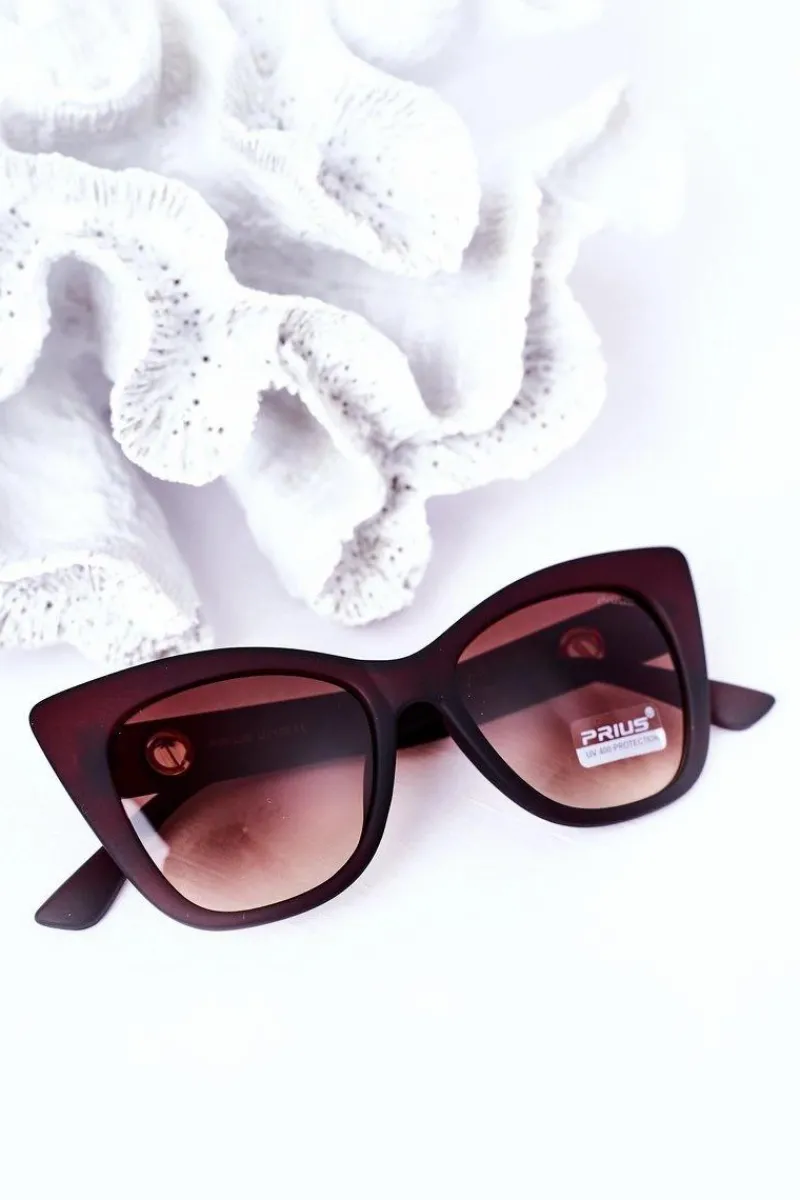Clearance Matowe Okulary Przeciwsłoneczne Cat Eye Brązowe Ombre Okulary