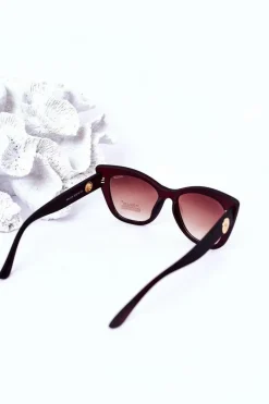 Clearance Matowe Okulary Przeciwsłoneczne Cat Eye Brązowe Ombre Okulary