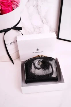 Sale Mały Portfel Podkówka Zapinany Na Bigiel MILANO Ciemno Szary Portfele