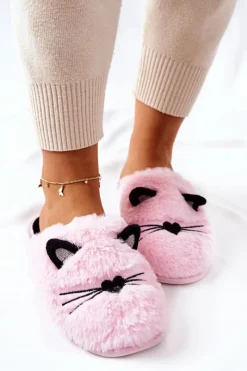 Kapcie Klasyczne>Evento Miękkie Papcie Kotki Z Uszami Różowe Distty