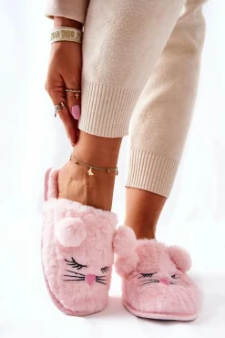 Kapcie Klasyczne>Evento Miękkie Papcie Myszki Z Uszami Różowe Luise