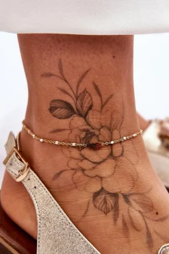 New Glam Chic Modna Bransoletka Na Nogę Z Piórkiem Złoto-Biała