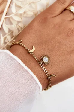 Bransoletki>Glam Chic Modna Bransoletka Z Księżycem I Słońcem Złota