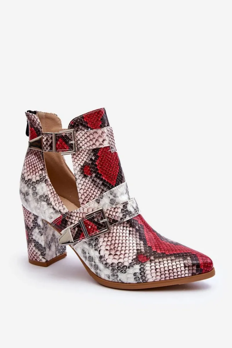 Hot Boto Modne Botki Na Słupku Z Wycięciami Wielobarwne Suelo