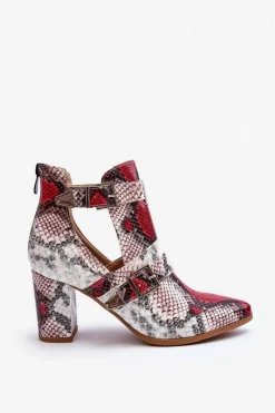 Hot Boto Modne Botki Na Słupku Z Wycięciami Wielobarwne Suelo