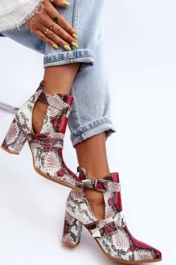 Hot Boto Modne Botki Na Słupku Z Wycięciami Wielobarwne Suelo