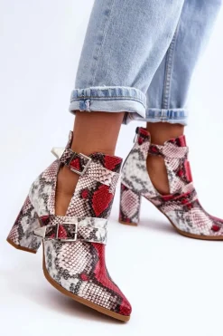 Hot Boto Modne Botki Na Słupku Z Wycięciami Wielobarwne Suelo