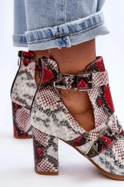 Hot Boto Modne Botki Na Słupku Z Wycięciami Wielobarwne Suelo