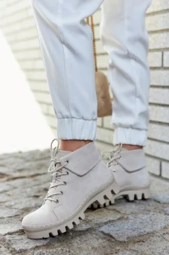 Online Modne botki trapery zamszowe w kolorze jasnom Dalles Damskie Botki Wiosenne|Damskie Trapery