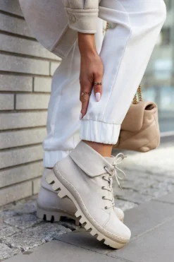 Online Modne botki trapery zamszowe w kolorze jasnom Dalles Damskie Botki Wiosenne|Damskie Trapery