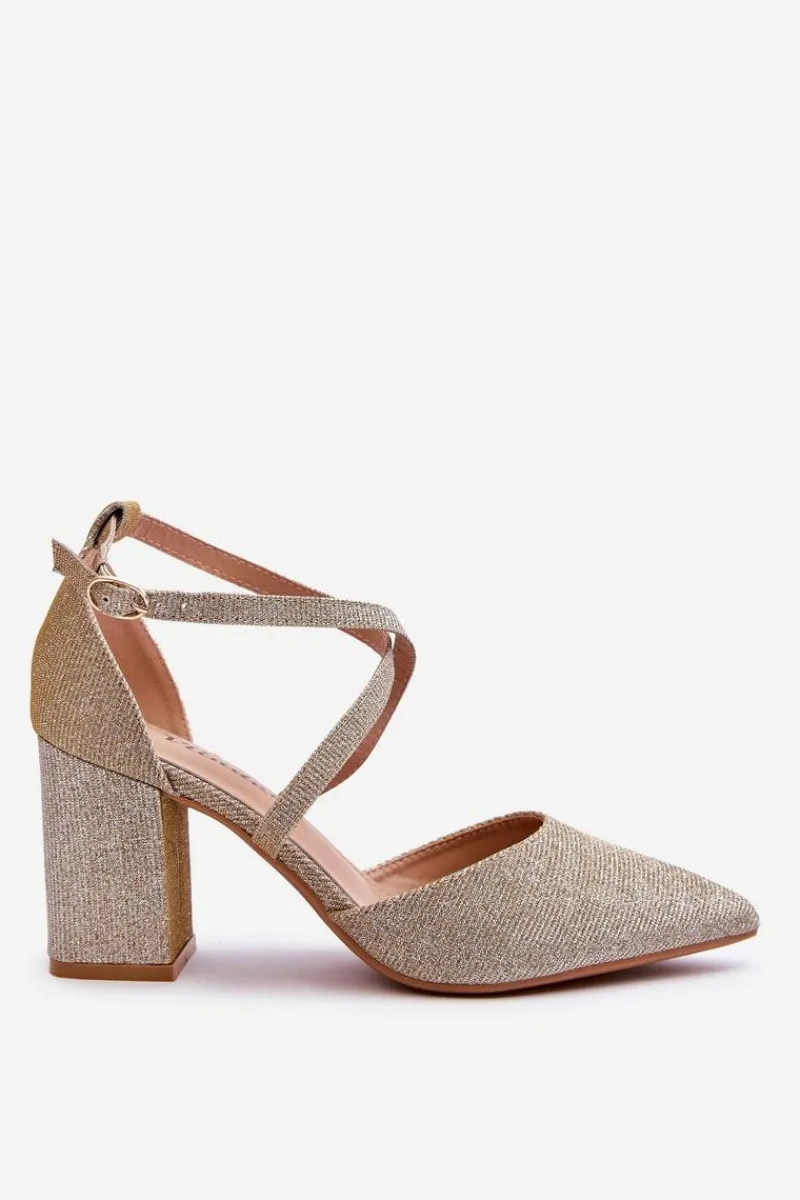 Czółenka Na Słupku|Czółenka Klasyczne>Boto Modne Błyszczące Czółenka Na Słupku Złote Galaxy